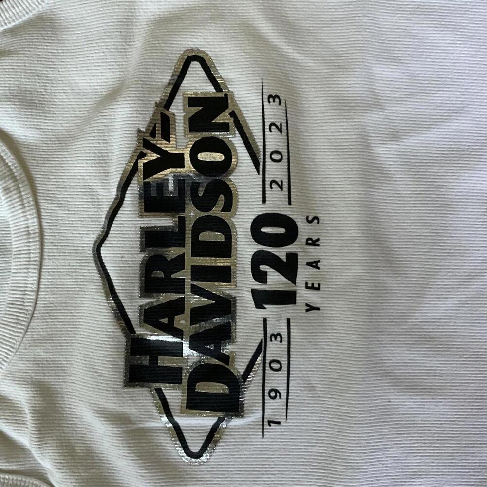 Harley Davidson 120 Years Women’s White Ribbed Tank - Picture 2 of 4